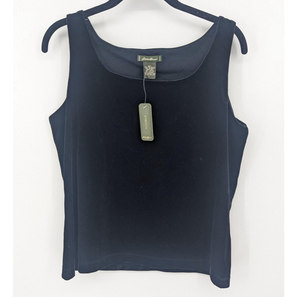 Eddie Bauer Tops - Eddie Bauer Tank Top Womens Large Black Stretch Velvet Shelf Bra NWT Camisole
